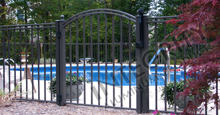 Black Aluminum Pool Fencing With Arched Single Gate