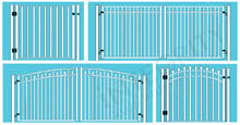Four Metal Pool Gate Configurations: Single or double, and Standard or Arched