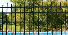 Bella Terra Black Metal Pool Fence Panels With Staggered Height Flat Finials