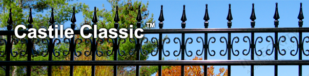 Castile Ornamental Residential Fence With Decorative Finials and Butterfly Scrolls
