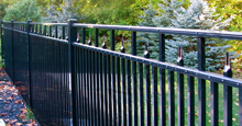 Black Aluminum Residential Sanibel Fence Panels Installed With Additional Vertical Pickets