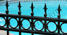 Providence Aluminum Pool Fencing With Historic Fleur de Lis Finials and Decorative Circles