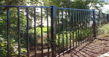 Ventura Black Metal Commercial Fence Panels and Gate